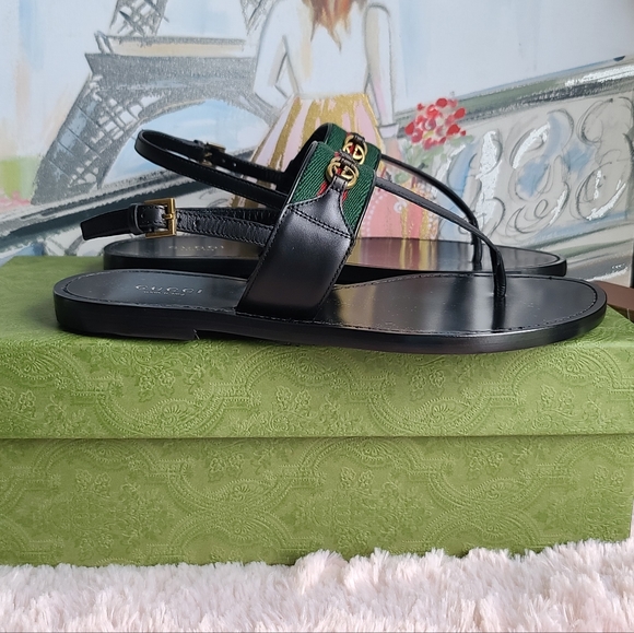 GUCCI Nylon Web Lifford Jakarta leather Sandals, black - Picture 11 of 13